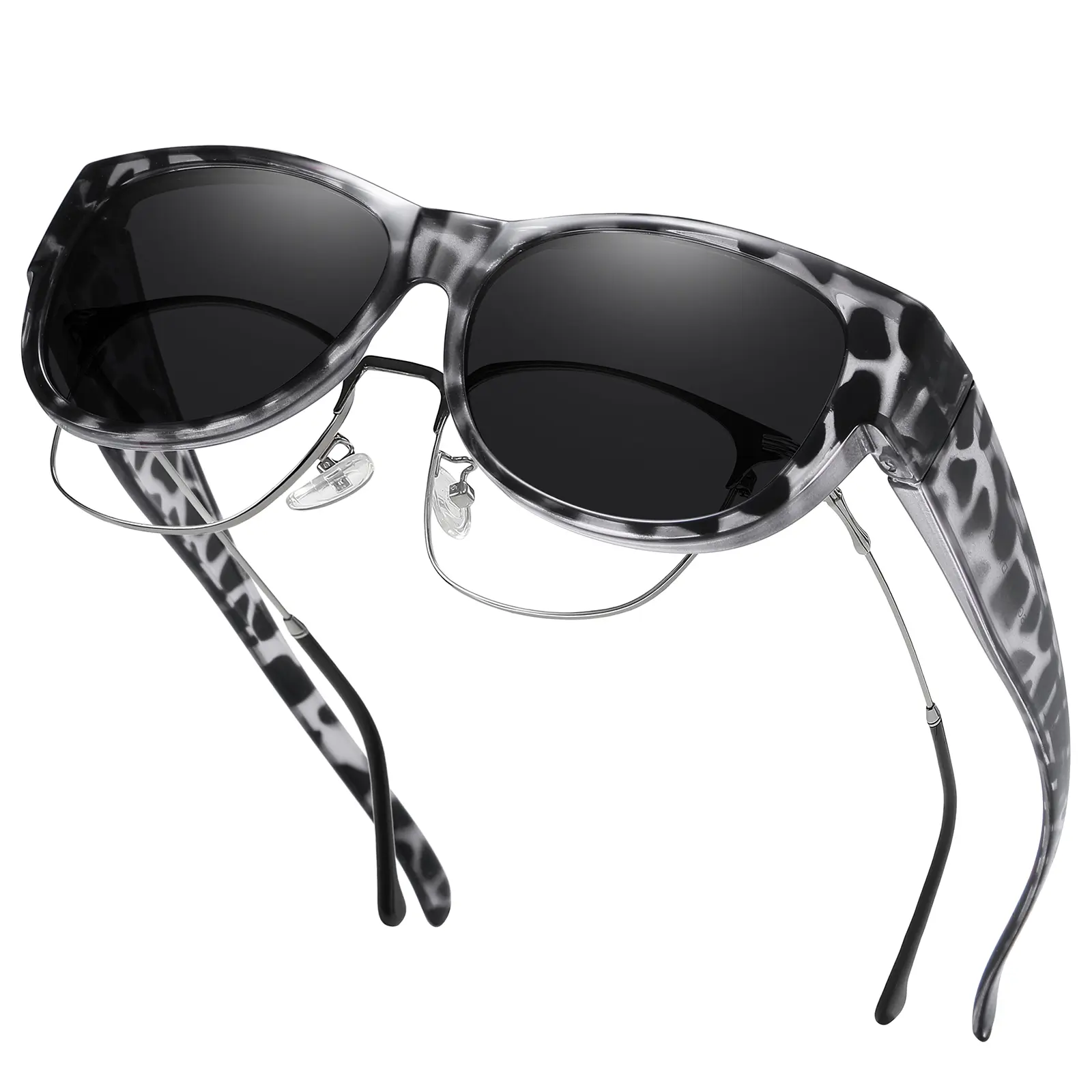 M Size White Tortoise Frame Grey Lens