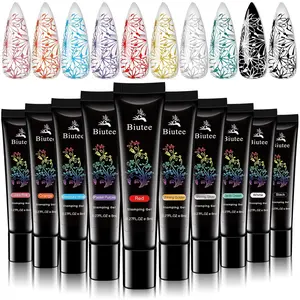 Nail Polish Gels Stamp, 10 Colors Stamping Gels White Black Purple Blue Green Glitter Golden/Silver for Nail Stamp Print Polish Stamper Nail Art Stamping Manicure Nail Care Cutics Cosmetic