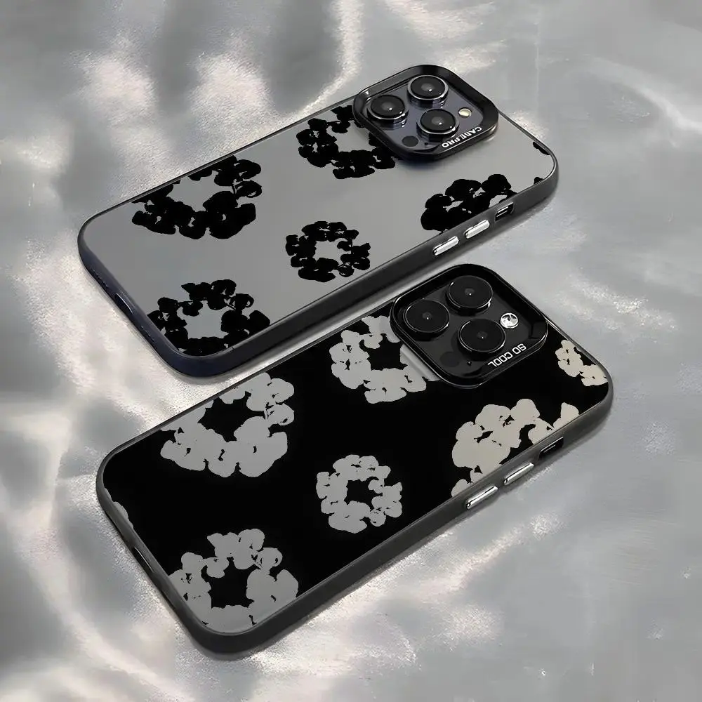 Floral Pattern Luxury Matte Phone Case, Shockproof Scratch Resistant Protective Back Cover, Mobile Phone Accessory, Fits iPhone 7-17 Series & para Samsung S21-S26 Series