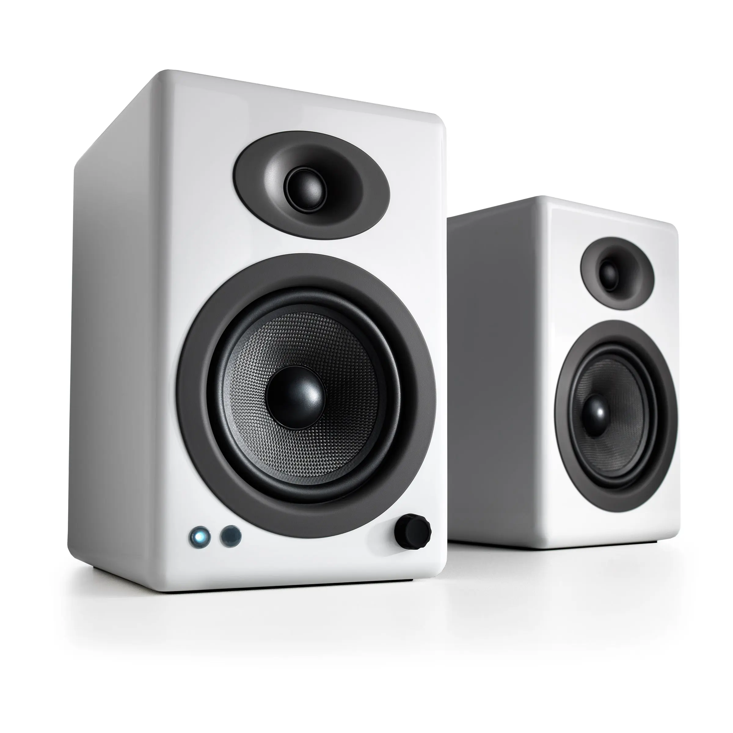 Audioengine A5+ Wireless Powered Wood Speakers - Bluetooth-Enabled, Subwoofer-Integrated, Amplifier-Included, with Cable, USB, Remote Control for Home Music Desktop Setup, White, Custom