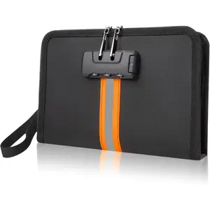 Fireproof Money Bag with Lock and Zipper, Safe Fireproof Waterproof, Suitable for Cash, Mobile Phones, Keys, Credit Cards