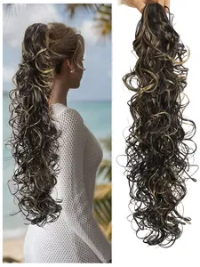 lehanhair 26 Inch Long Curly Ponytail Extension, Natural Fluffy Hairpiece for Women, Synthetic Hairpiece for Daily Use, Synthetic Extensions