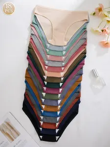 Women's Solid Color Ribbed Panty, Soft Fit Panty, Soft Minimalist Comfy Breathable Knicker for Daily Wear, Underwear for All Seasons, Womenswear