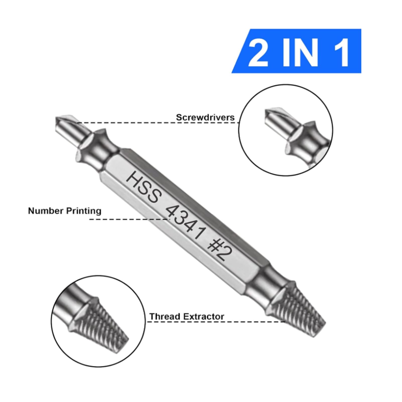Damaged Screw Extractor Set - 6 Counts Stripped Broken Screw Remover, Easy Out Bolt Extractor, Double Head Extraction Design Extractor Head, Household Repair Tools