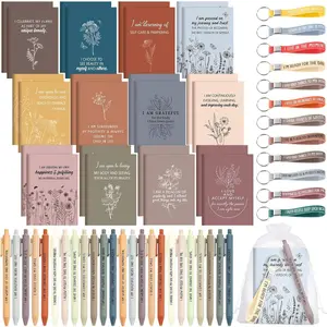 24 Set Positive Affirmation  Set Gratitude Notebooks with Pens Keychains Small Bags Motivational Party Favors for Adult Women Coworkers Employee Group ()
