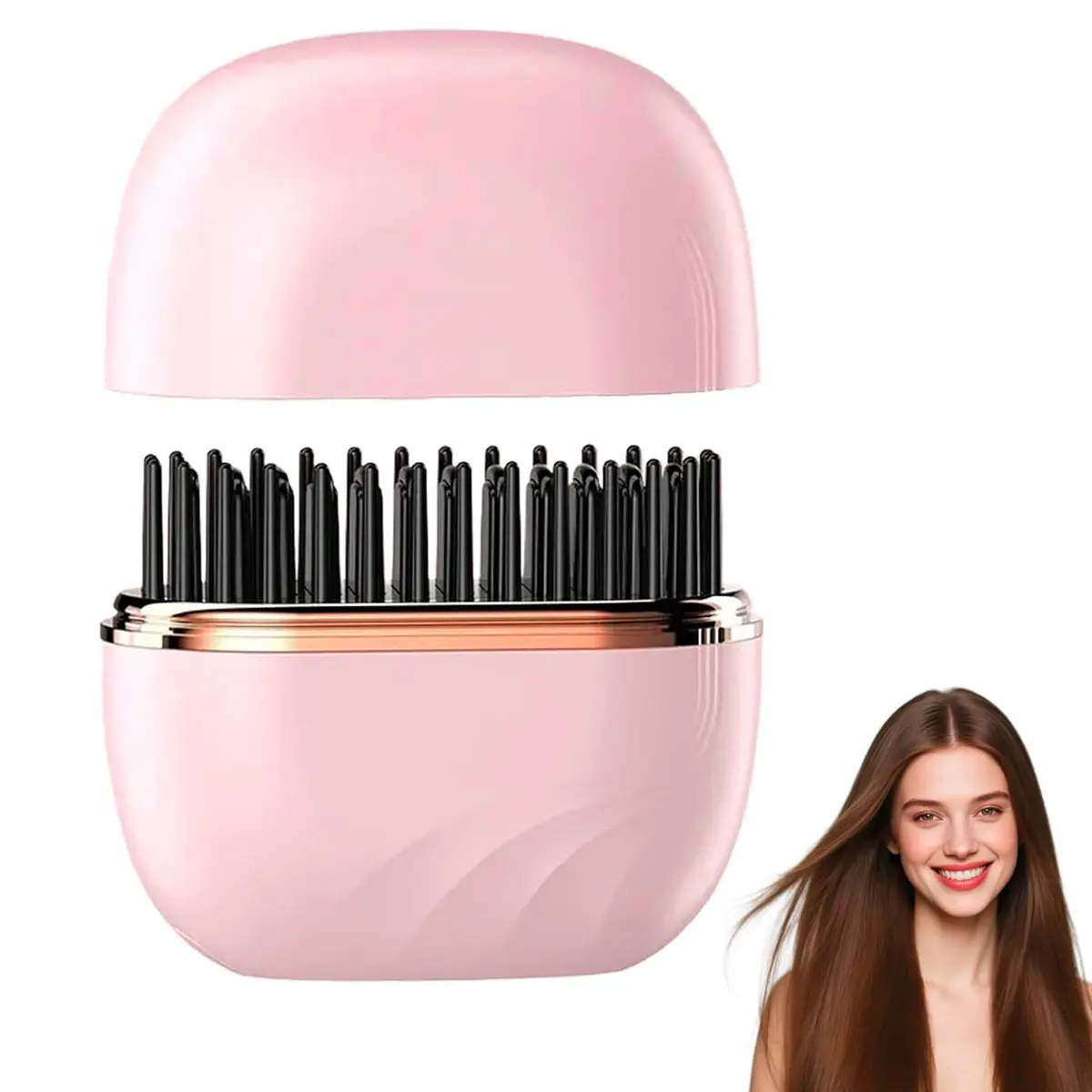 Mini Cordless Hair Straightener, Portable 2-in-1 Heated Comb with 3 Temp Settings, USB-C Rechargeable Anti-Frizz Tool for Silky Straight Hair, Travel & Gym