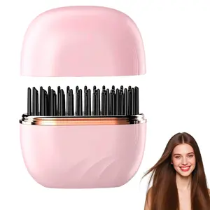 Mini Cordless Hair Straightener, Portable 2-in-1 Heated Comb & Iron, 3-Speed Temperature Control with Anti Scald Shell, USB-C Rechargeable, Travel-Friendly Styling Tool, Multifunctional Hair Styler For Travel & Home Anti-Frizz Brush
