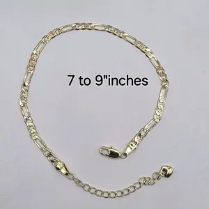 ANKLE bracelet beautiful figaro style  gold-plated fashion color 7 to 9"inches