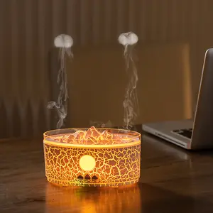 Volcano Aromatherapy Machine Desktop Essential Oil Diffuser Double Spray Flame Humidifier Household Night Light Ornament  wireless remote control
