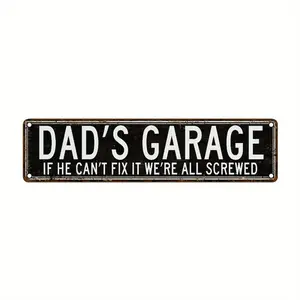 Garage Metal Sign, Decorative Plaque, Tropical Palm Tree Water Scene Design, UV Printed 40cm X 10cm, Indoor Outdoor Decoration, Durable & Stylish Decorative Artwork, Vintage Garage Signs, Dad Gifts, Yard Sign