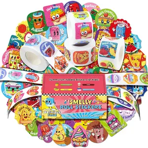 Smelly Roll Stickers for  4 Rolls, 1200 count 4 Scent Scratch and Sniff Stickers  Theme, Positive Reward for Classroom, Portable Drawer Box for Travel, , Airplane