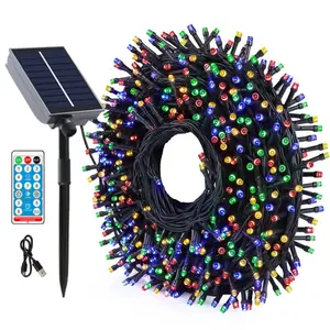 USB Rechargeable Solar Powered String LED Lights, Outdoor Waterproof LED Fairy Lights, Colorful Ambient Light For Home Garden Patio Party Decor, Solar Outside Lights