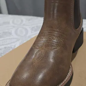 【Gifts Event】Eleet Chelsea Boots for Men - Square Toe Cowboy Chelsea Boots Ankle Casual Retro Western Stylish Boots Brown Classic Comfort Walking men Shoes