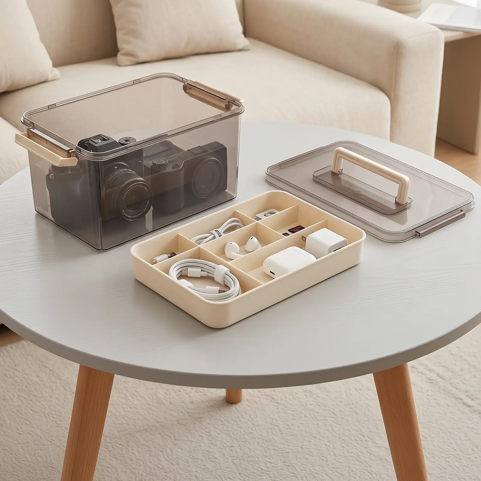 LOVEWE Multi-Purpose Medicine Organizer with Lid - Clear Amber Home Essentials Storage Box for Home Supplies Organization