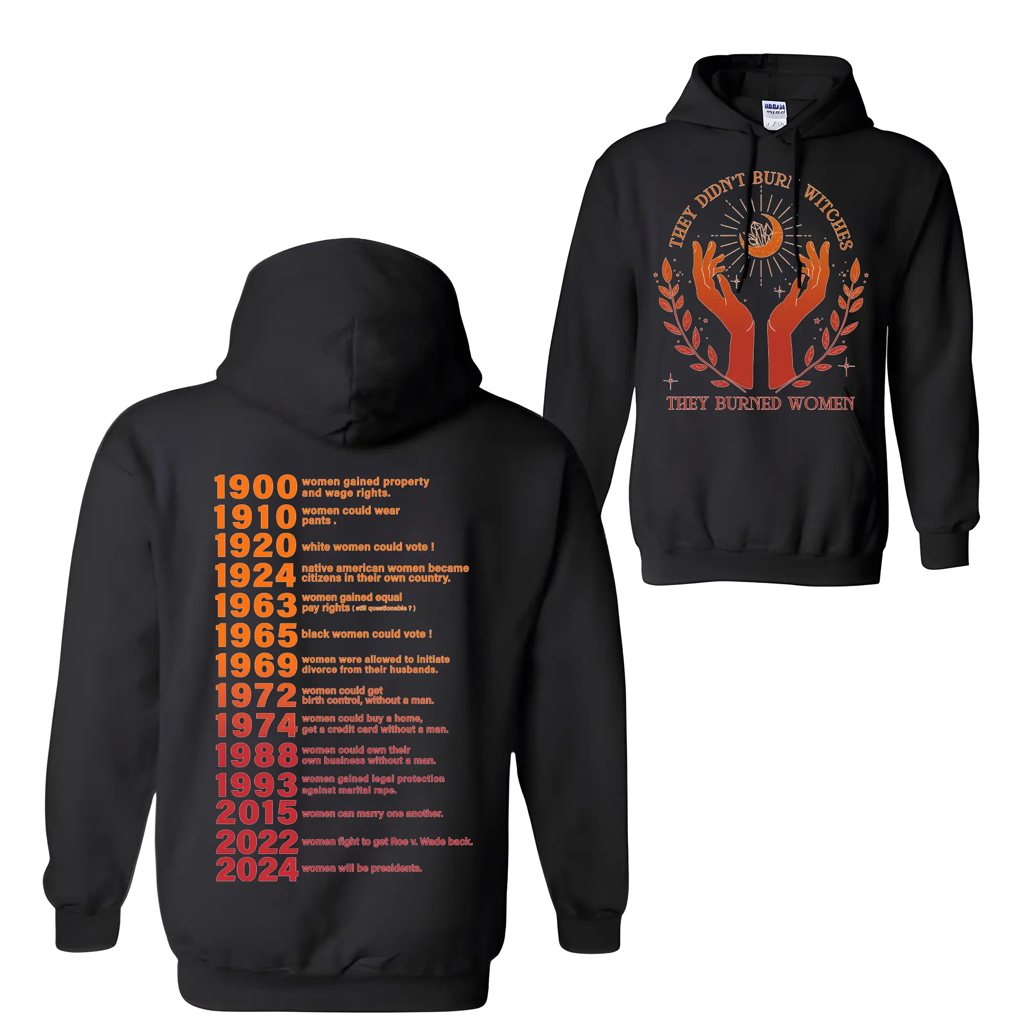 They Didn't Burn Witches They Burned Women Hoodie, Witchy Feminist Hoodie, Halloween Feminism Hoodie, Halloween Hoodie, Women's Right Shirt, Halloween Shirts For Women, Women's Witch Hoodie, Unisex 2 Sides Hoodie, Full Colors, Full Sizes