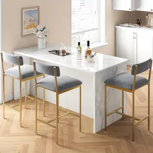 OUTGOODS Modern Barstool Set of 4 - Indoor Furniture Counter Chairs with Backrest, Footrest, Extra Wide Seat, Ideal for Kitchen Island, Easy Assembly