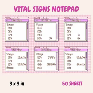 Vital Signs Notepad Memo Pads Lilac Memories Design Notepad 50 sheets 3x3 inches For Student & Nurse - Buy 2 Get Pen & Pencil