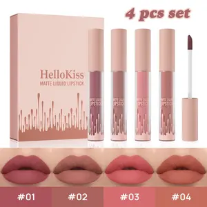 Velvet Matte Lipstick Mini Set of 4, Transfer-Proof Waterproof Liquid Lip Color with Non-Stick Cup Formula, Smooth Application All-Day Wear for Daily Office, Date Nights and Travel Essentials