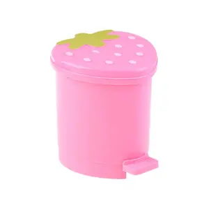 Strawberry Trash Can with Lid Automatic Pop-Up Cover Small Rubbish Box
