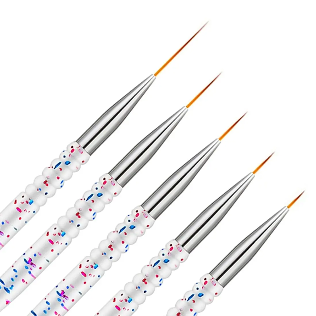 5Pcs Nail Art Liner Brushes, Nail Gel Polish Painting Brush Set | Thin Nail Art Dotting Drawing Pen For Long Lines, (7/9/11/15/20mm)