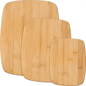 Bamboo 3-Piece Cutting Board Set - Reversible Natural Bamboo Kitchen Chopping & Serving Boards with Handles - Durable, Eco-Friendly & Knife-Friendly Kitchen Essential