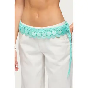 Iridescent Disk Crochet Tie Belt