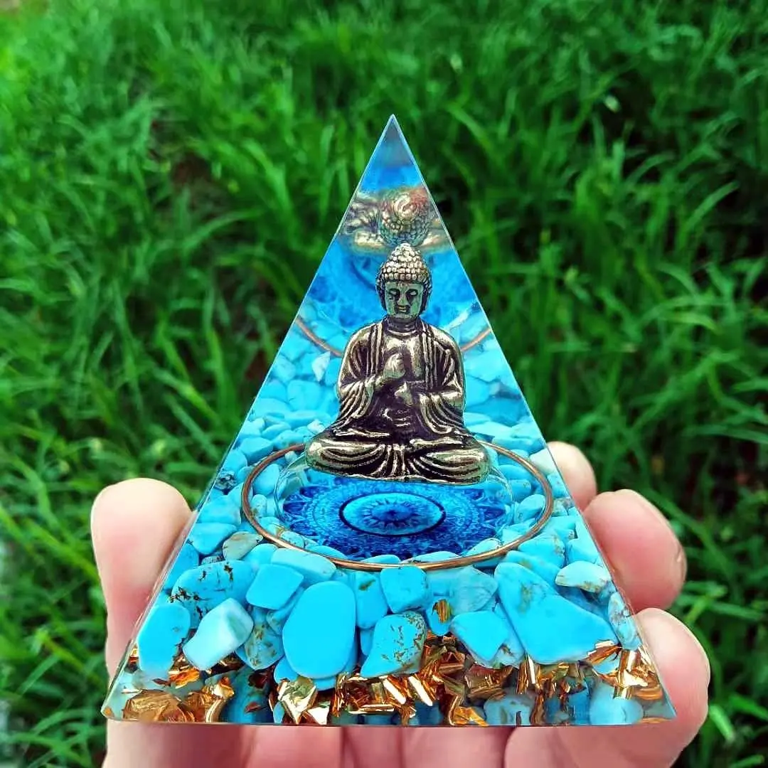 Artificial Crystal Buddha Triangle Pyramid Ornament, Religious Decor, Spiritual Decor, Religious Ornaments, Religious Decorations, 1 Count Handmade Desktop Decoration, Desk Decor for Home & Office, Gift for Family & Friends