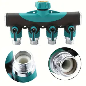 Heavy Duty Metal 2 Way Hose Splitter 3/4" – Garden Hose Connector with Dual Shut Off Valves, Leakproof Y Splitter for Outdoor Watering, Fits US Standard Threads, Durable Brass Construction for Lawn, Yard, Garden Irrigation, Easy Install, Teal Black,summer