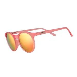 goodr Influencers Pay Double Small Size (Circle G) Translucent Light Pink Frame with Pink Lens, UV400, No Slip No Bounce No Tangle
