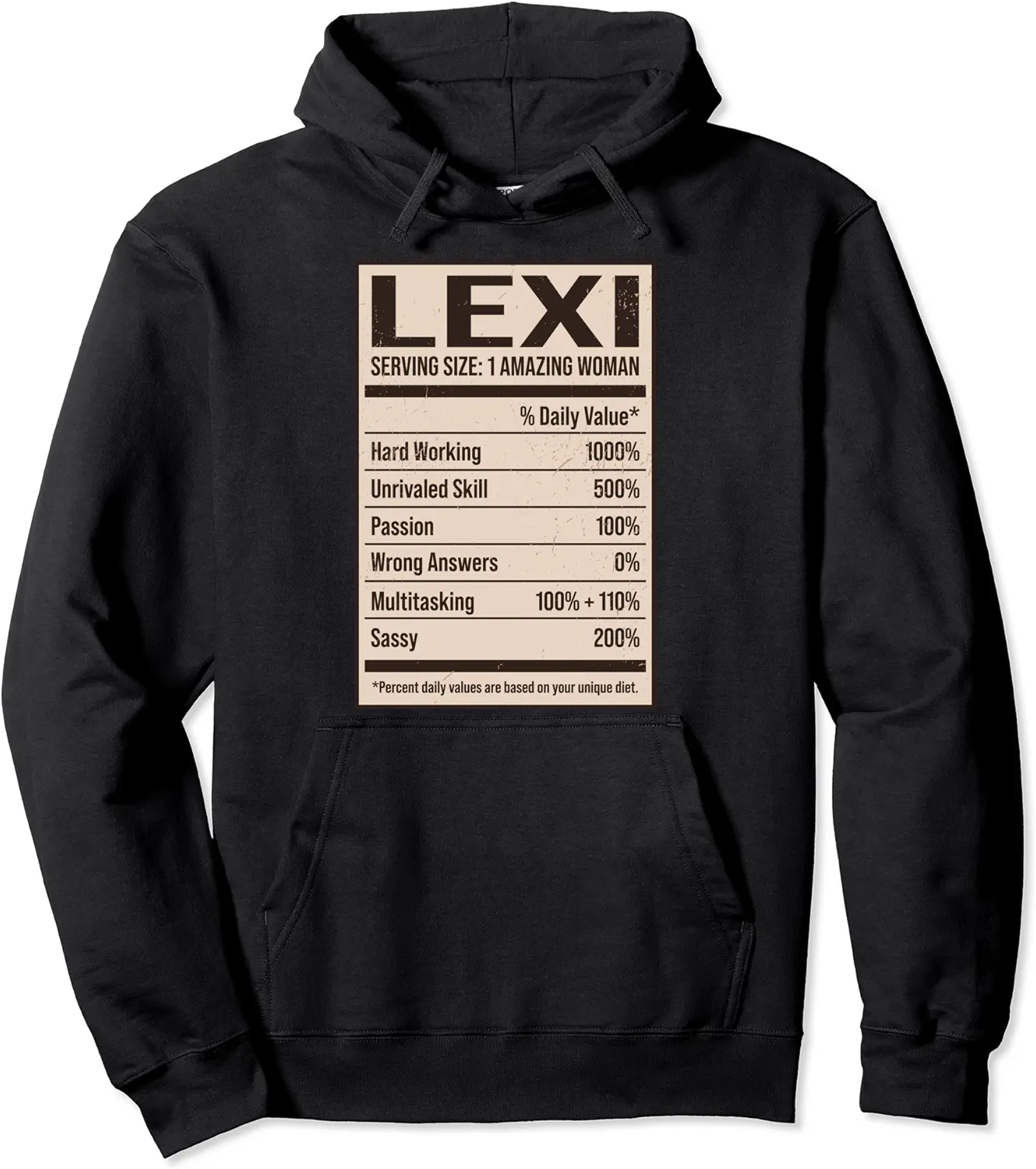 Lexi Nutrition Facts Name Nickname Alias Title Friends Funny Pullover Hoodie - Elizabethtej Shop 85B09HWQTJHR