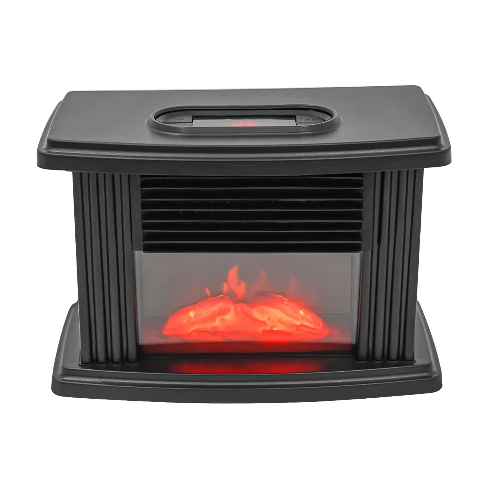 1000W Freestanding Electric Fireplace (Black) ABS Country Rustic Style - 3 Gears 59-89.6°F 1-8H Timer | Living Room/Bedroom/RV/Garage/Hot Yoga Studio