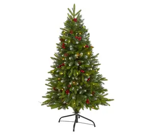 Nearly Natural 4' Snow-Tipped Christmas Tree w/100 Clear LED