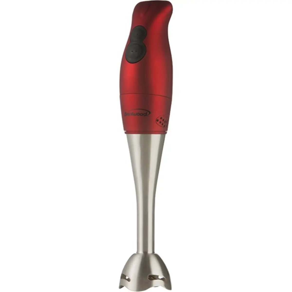 Brentwood Handheld Stick Blender - 2-Speed, Portable, Lightweight Stainless Steel, Red, Easy Clean Dishwasher Safe Standard Kitchen Appliance, Blender for Shakes, Blending Soup