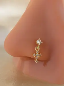 L Shaped Cross Design Nose Ring, Fashionable Nose Piercing Jewelry for Women & Girls, Trendy All-match & Exquisite Jewelry for Birthday Gift, Nose Piercing Accessory