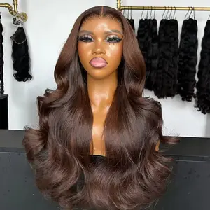 Body Wave Chocolate Brown 13x6 Lace Front Wigs Human Hair Pre Plucked Brazilian Brown Virgin Hair Glueless 13x4 HD Frontal Wig Colored Human Hair Wigs For Women