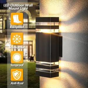 2-Pack Modern Black Outdoor Lighting Fixtures, Square Ceiling and Base Outdoor Wall Lights, Exterior Lighting Fixtures, Aluminum Outdoor Lighting for Residential Porch and Garage, Suitable for Gardens, Basements, and Patios