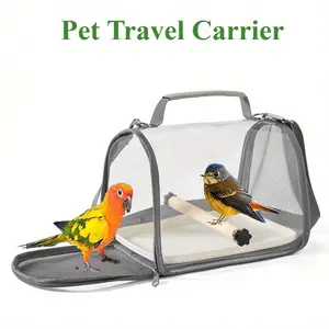 1 Bird Travel Bag - Portable Pet Travel Box - With Perch and Mat - Secure Zipper Closure - Ventilation Mesh - Durable Oxford Fabric - Small Animal Pet Bag - Perfect for Outdoor Training and Travel - With Your Companion