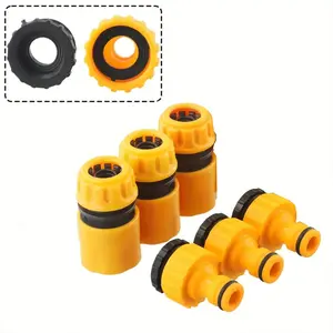 Universal Hose Quick Connector Set, Including 3 Sets Of 3/4" and 1/2" Hose Connectors, Complete with Threaded Faucet Adapters for Outdoor Vehicle Maintenance