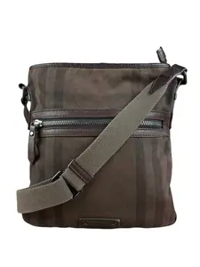 Pre-owned BURBERRY Canvas Shoulder Bags Vintage Brown Striped Messenger