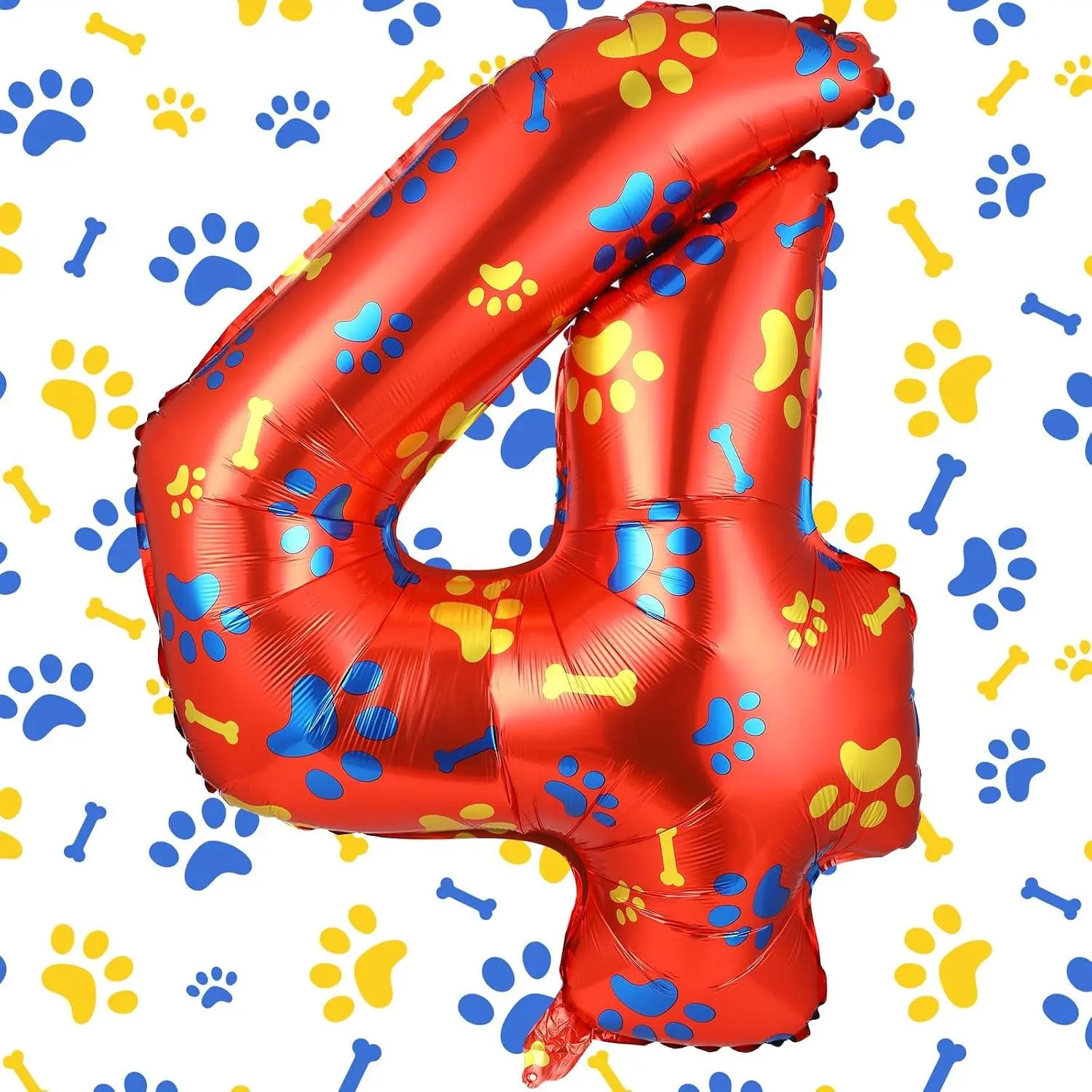 40 Inch Dog Paw Birthday Balloon Giant Paw Number Theme Balloon With Red Dog Paw Birthday Party Favors For Dog Party Decoration Supplies (Number 4)