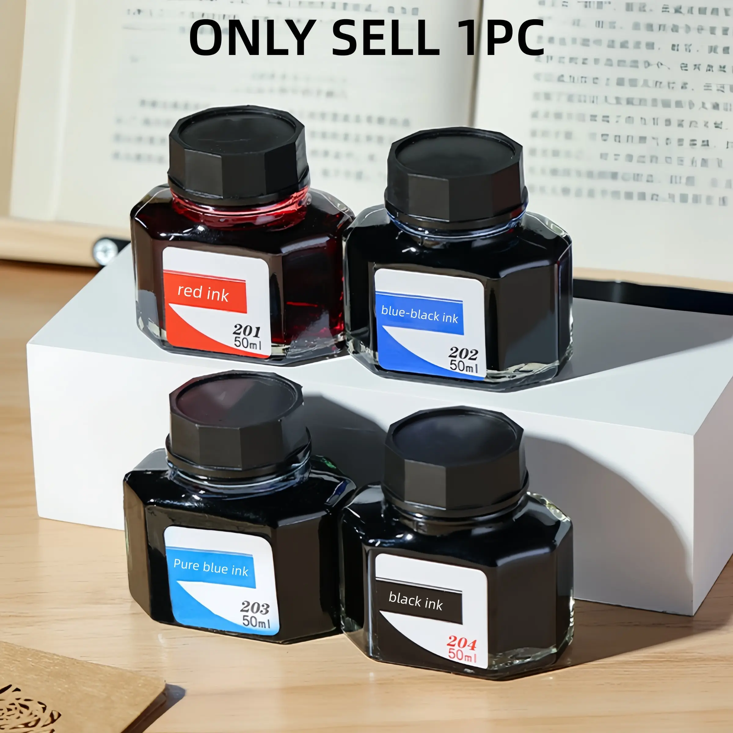 4 Colors Pen Ink, 50ML, Office Supplies, Suitable for Office, Students, Adults, Teachers, Exams, Pure, Blue, Dark Blue, Non-Carbon Ink