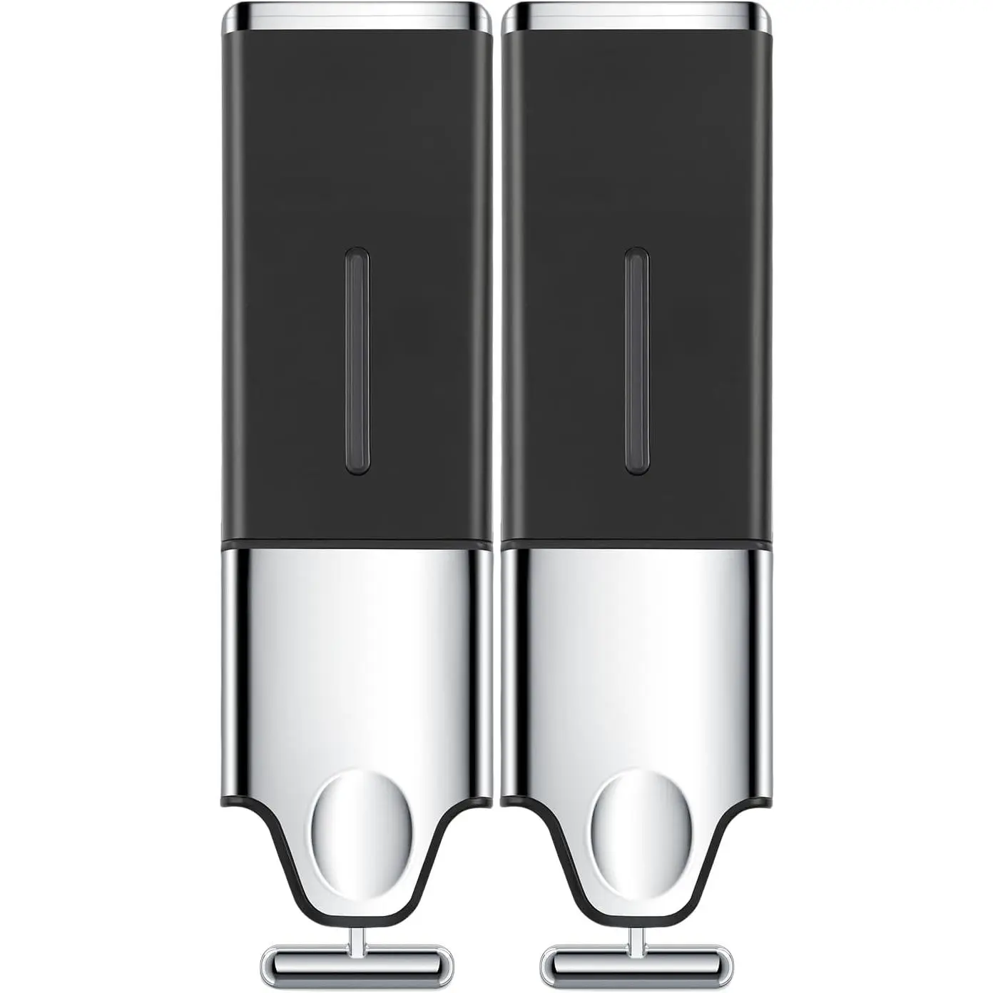 2-in-1 Quadrate Dispensers for The Shower,Shower soap Dispenser,Conditioner Dispenser, Shampoo Dispenser,No Drilled Wall Mounted Distributor,Hotel,Bathroom,Home (Double, Black)