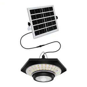 Solar-powered LED hexagonal pendant light, 360° wide-angle sensor outdoor waterproof shed light with multi-mode remote control, suitable for courtyards, porches, barns, garages and patios, easy-to-install outdoor lighting