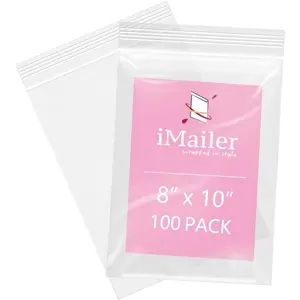 100 Pcs 8" x 10" Clear Resealable Plastic Zip Poly Bags Ideal for Art Prints, Brochure, Photos, Handicraft Gift