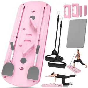 Foldable Pilates Set for Home Exercise, Women's Pilates Board, 8-in-1 Portable Foldable Mini Pilates Set, Equipment, Pink
