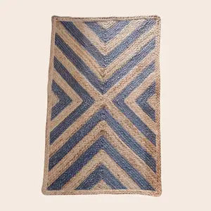 Blue Chevron Jute Rug