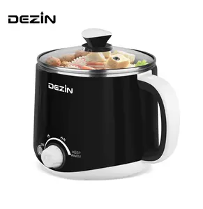 Dezin Ramen Hot Pot Electric, Rapid Noodles Cooker, Stainless Steel Electric Pot 1.6 Liter, Perfect for Ramen, Egg, Pasta, Dumpling, Soup, Porridge, Oatmeal with Temperature Control and Keep Warm Function