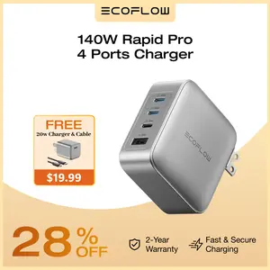 EF EcoFlow Rapid Pro Charger (140W, 4 Ports), 140W (Max) USB-C, 4-in-1 Multi-Device Charger