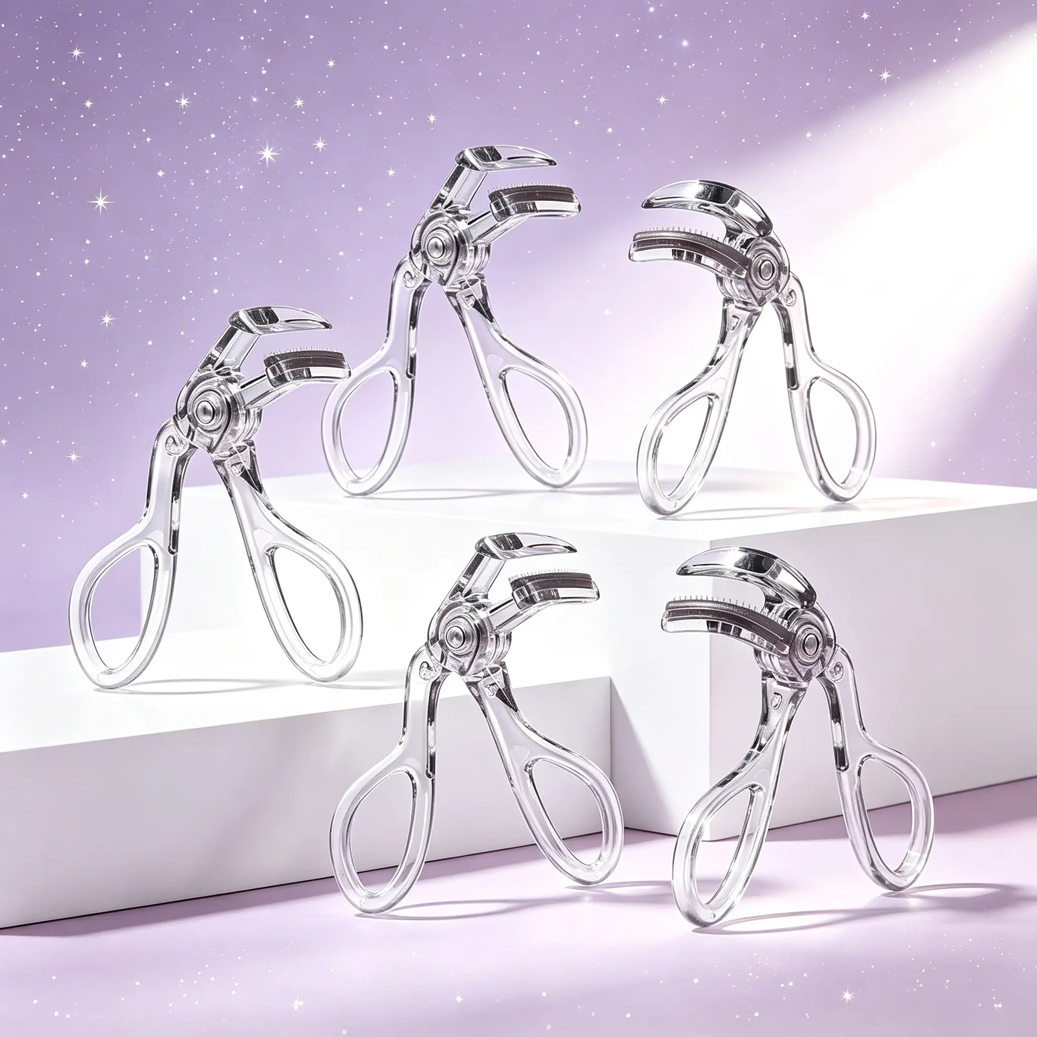 Portable Transparent Eyelash Curler, Compact Travel Size Curler for Hooded Eyes & Hooded Almond Eyes, Works Perfectly on Round Eyes, Straight Stubborn Lashes, Matches Lash Clusters, Made for Asians, Unisex for Men, Safe Structure Avoids Ripping Lashes