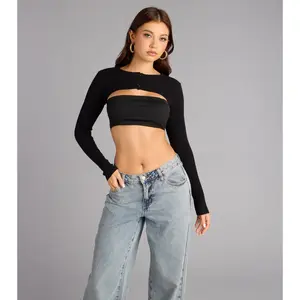 Level Up Ribbed Knit Long Sleeve Topper